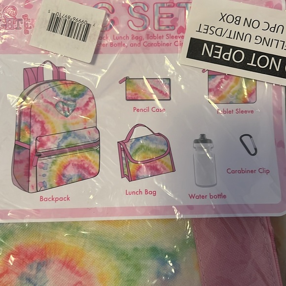 Kids 6 piece tie dye backpack set - Picture 3 of 5